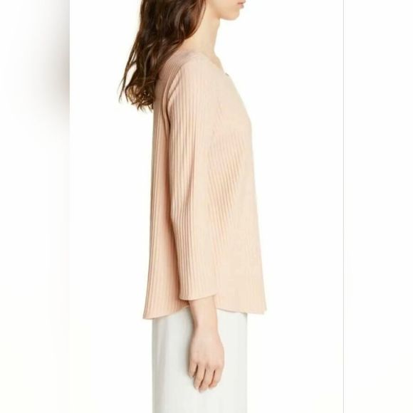 Eileen Fisher Tencel Stretch Ridge Ballet Neck Ribbed Top Dune Size XL - Picture 7 of 15